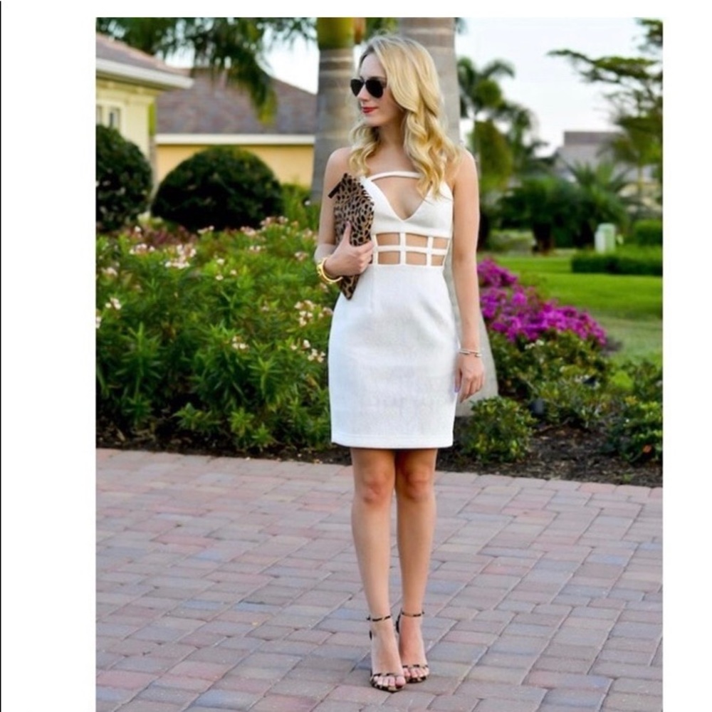 Whitney eve white cutout lace cutout dress